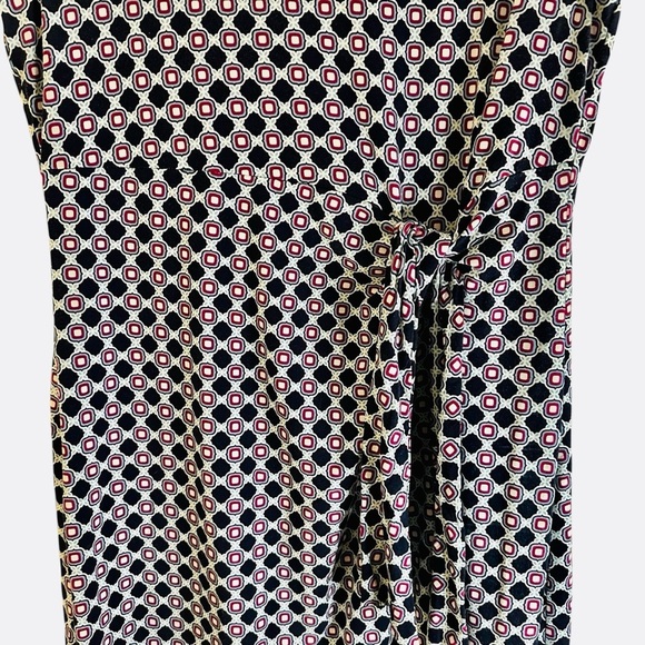 Talbots geometric print tie front dress with striped hem Medium - Picture 5 of 10